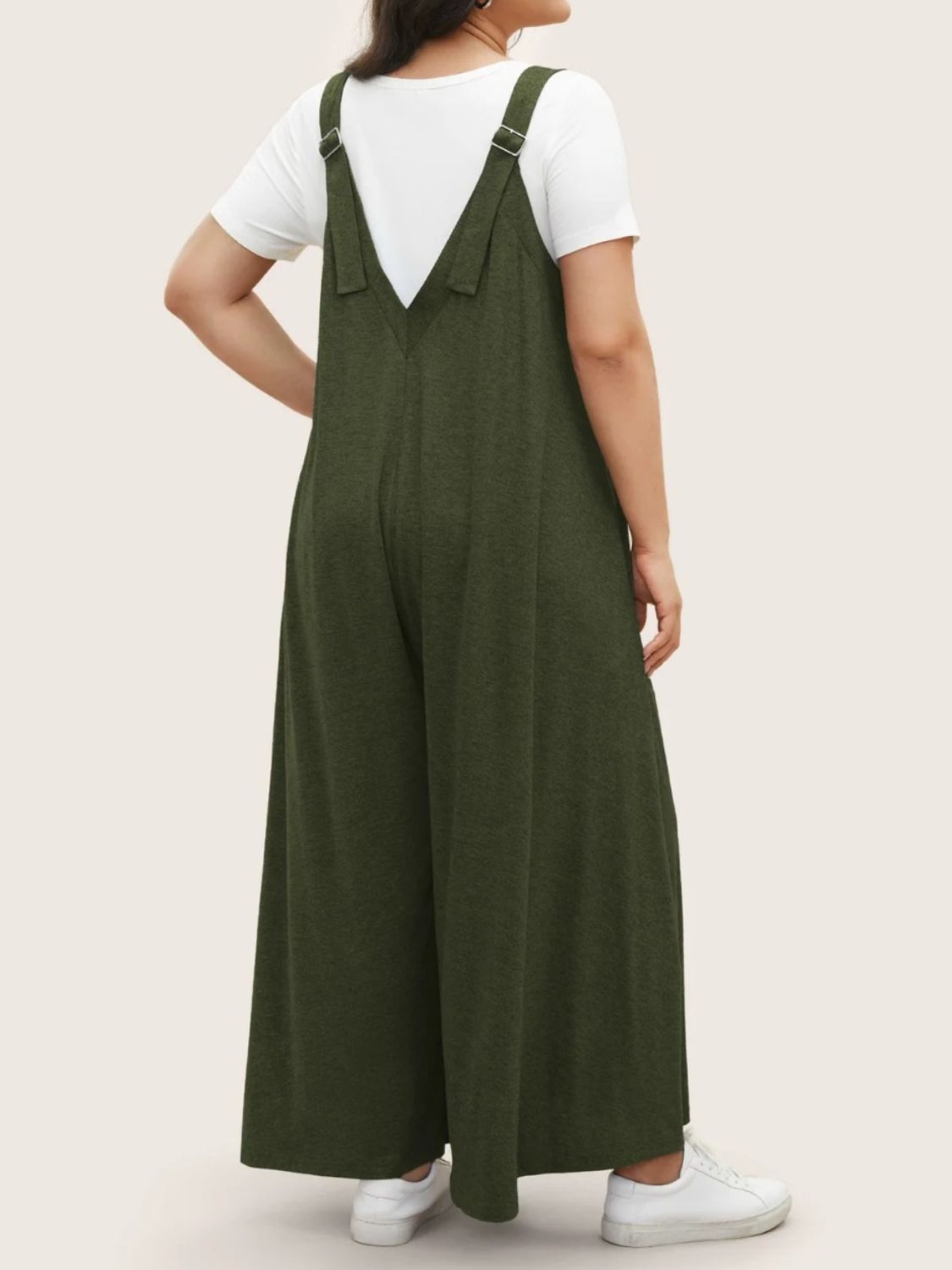 Buy Full Size Pocketed Wide Leg Overalls by Faz