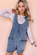Buy U Neck Patched Pocket Denim Overalls by Faz