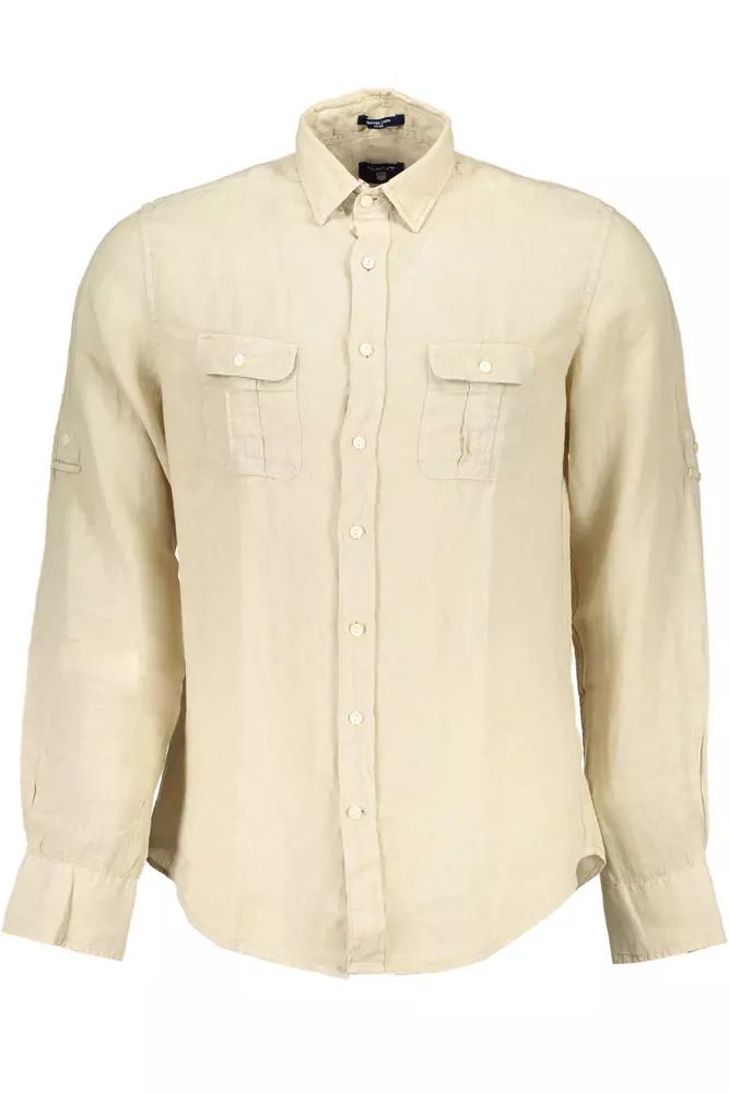 Beige Linen Double Pocket Shirt