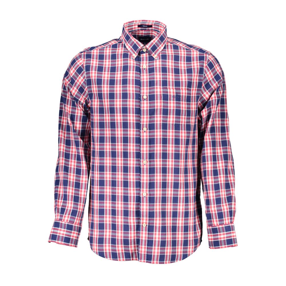 Casual Blue Cotton Shirt with Button-Down Collar