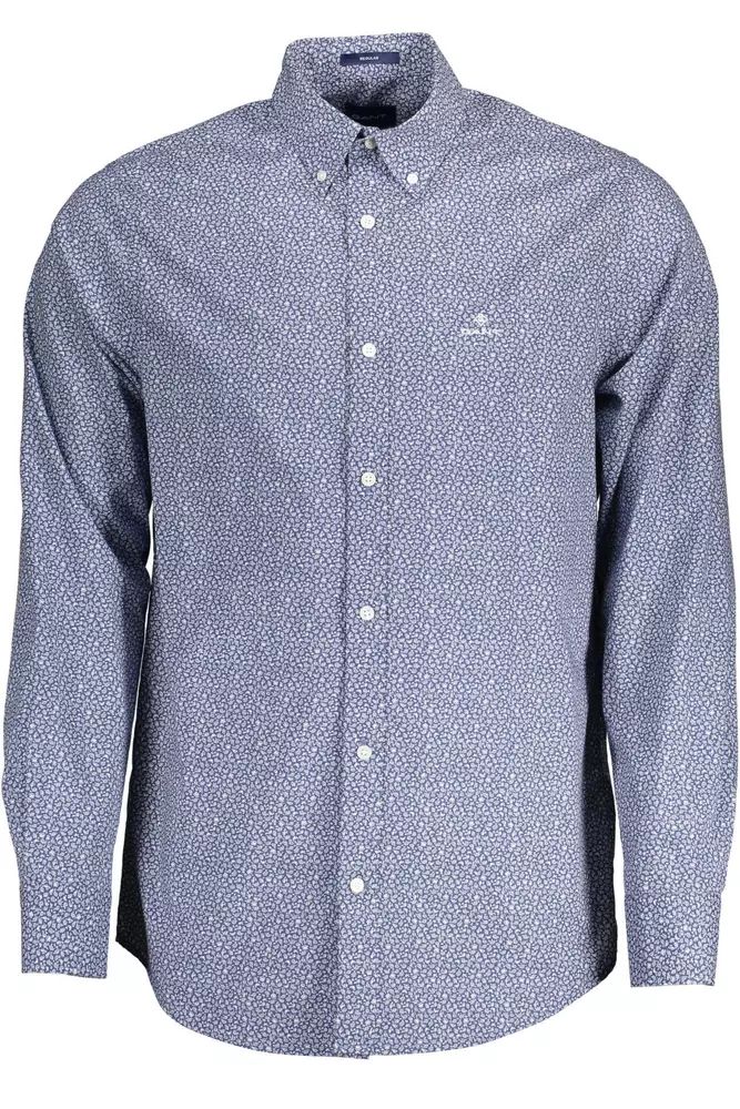 Elegant Blue Long-Sleeved Cotton Shirt