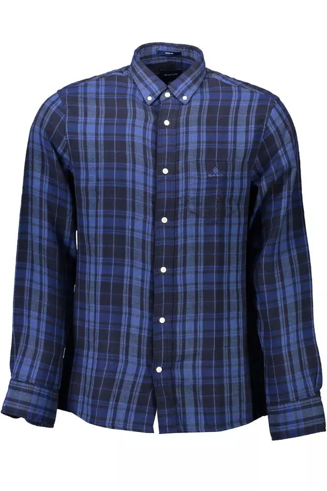 Elegant Blue Button-Down Cotton Shirt