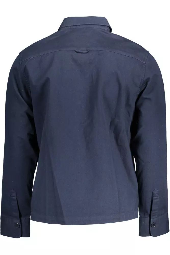 Elegant Long-Sleeved Blue Cotton Shirt