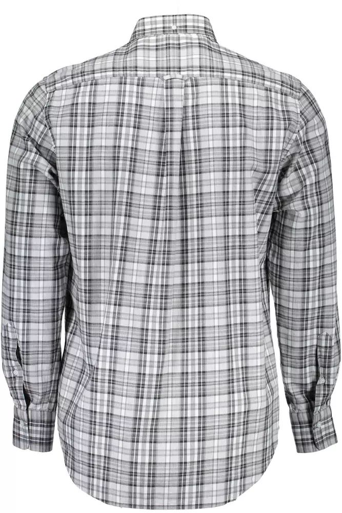 Elegant Gray Cotton Long Sleeve Men's Shirt