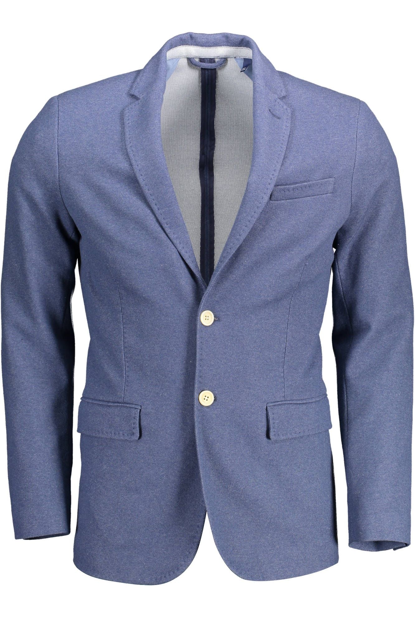 Chic Slim-Fit Blue Jacket with Elegant Detailing