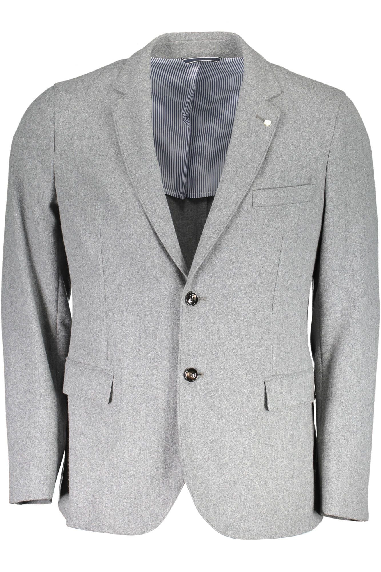 Elegant Gray Wool Blend Jacket
