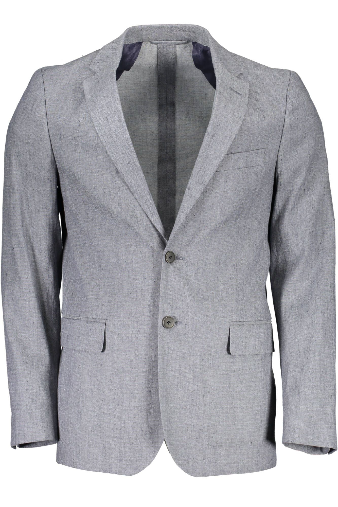 Elegant Gray Linen-Cotton Blend Jacket