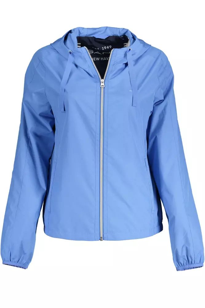 Chic Light Blue Hooded Sports Jacket