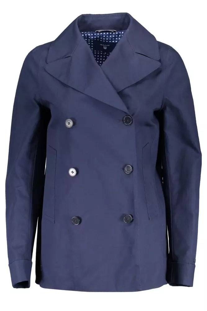 Chic Blue Cotton Sports Jacket with Logo Detail