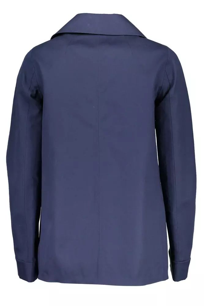 Chic Blue Cotton Sports Jacket with Logo Detail