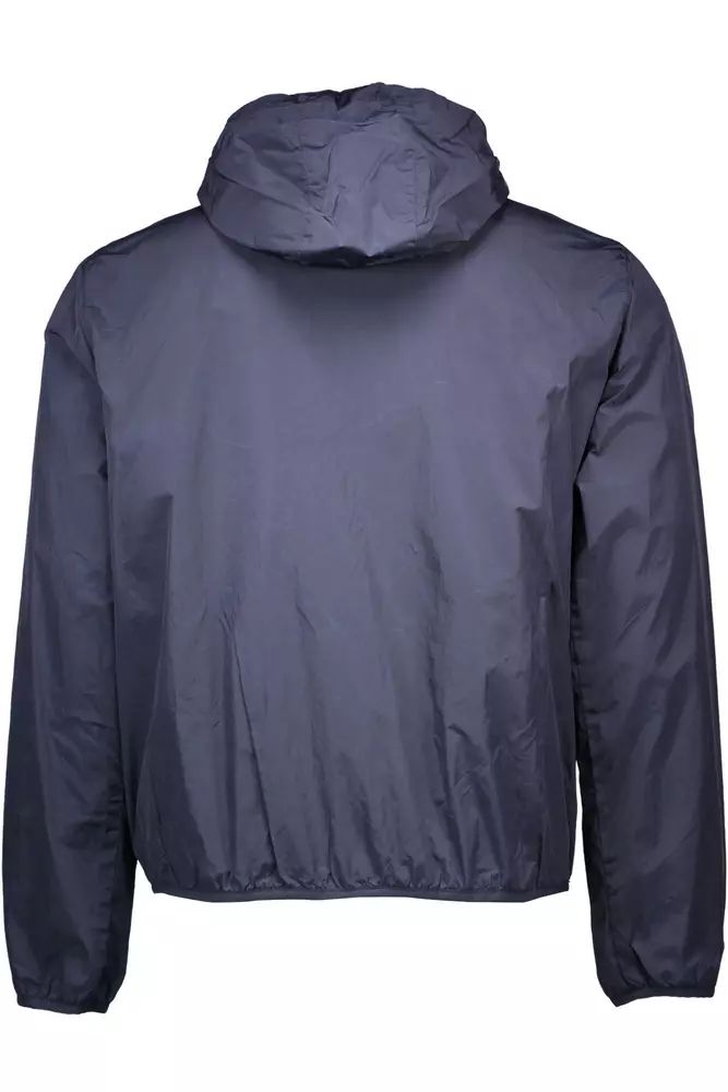 Chic Blue Nylon Sport Jacket with Hood