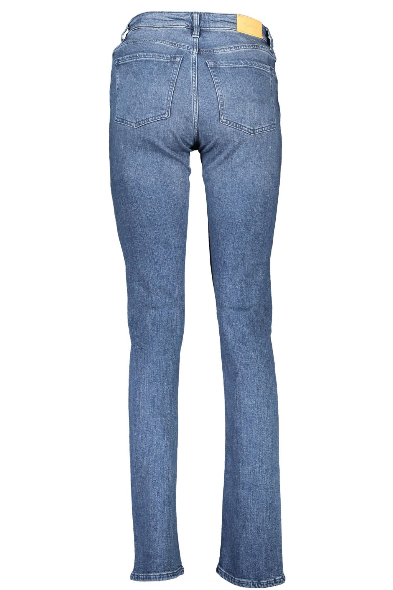 Chic Faded Blue Button-Zip Jeans