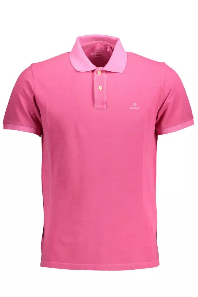 Elegant Pink Cotton Polo with Contrasting Details