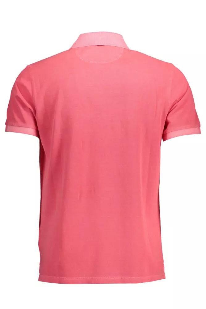 Chic Pink Cotton Polo with Contrasting Details