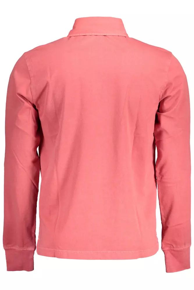 Chic Pink Cotton Long-Sleeved Polo Shirt