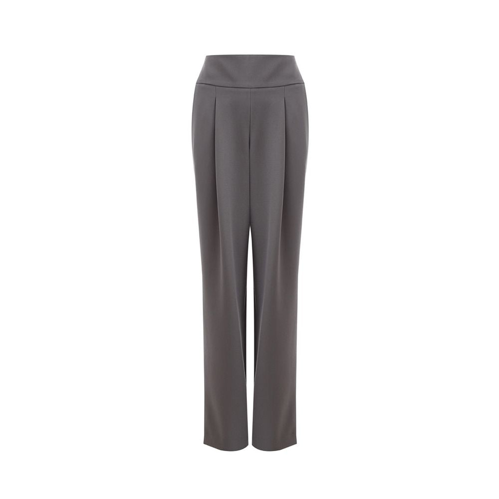 Elegant Gray Wool Trousers for Women