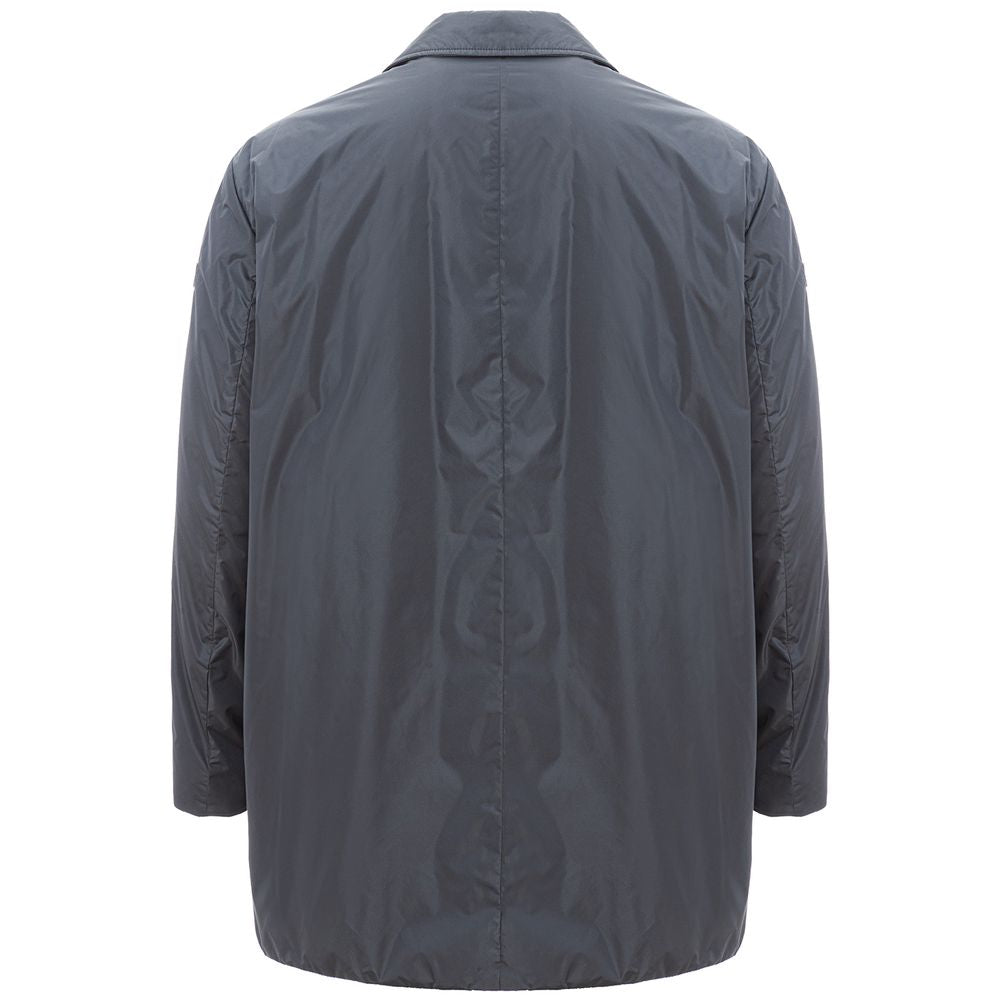 Sleek Gray Polyamide Designer Men's Jacket