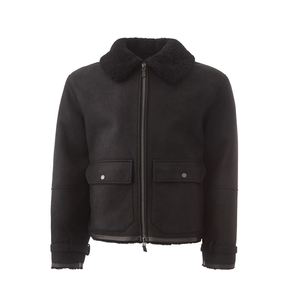 Elegant Montone Leather Jacket in Black