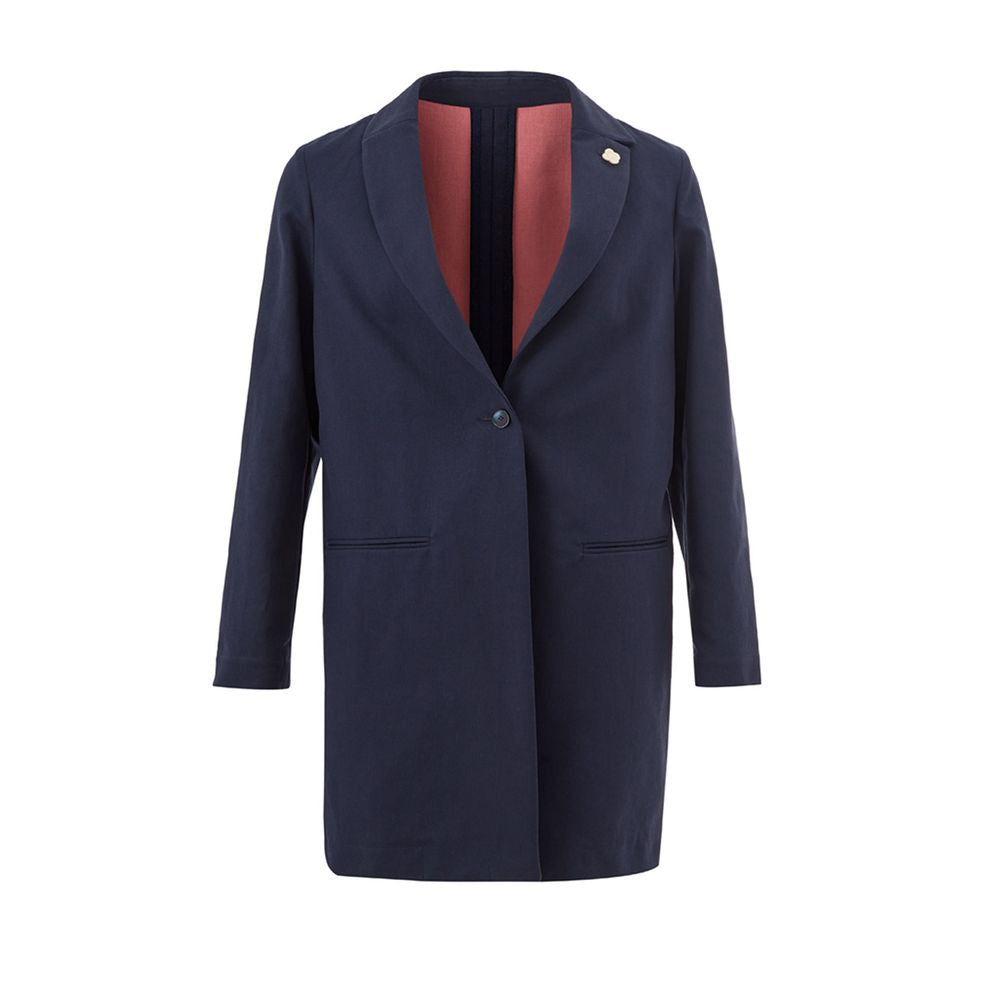 Chic Blue Cotton Jacket for Sophisticated Style