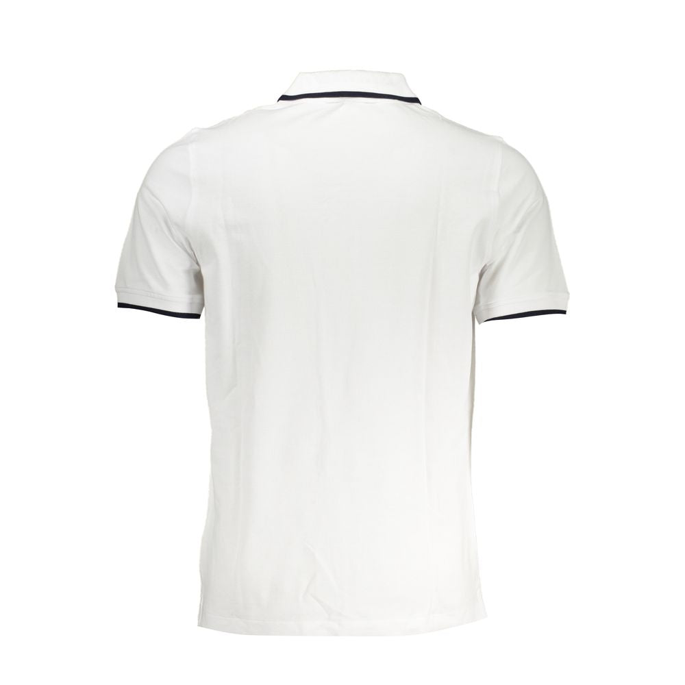 Chic White Contrast Detail Polo Shirt