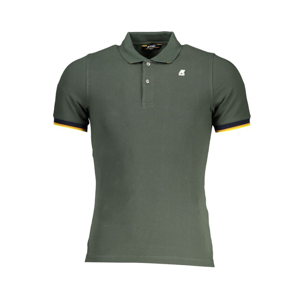 Chic Green Contrast Detail Polo Shirt