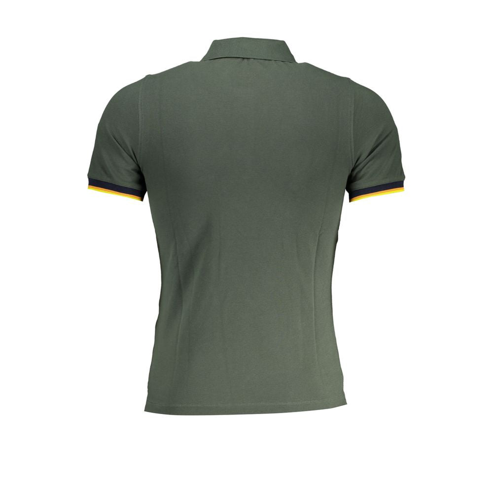 Chic Green Contrast Detail Polo Shirt