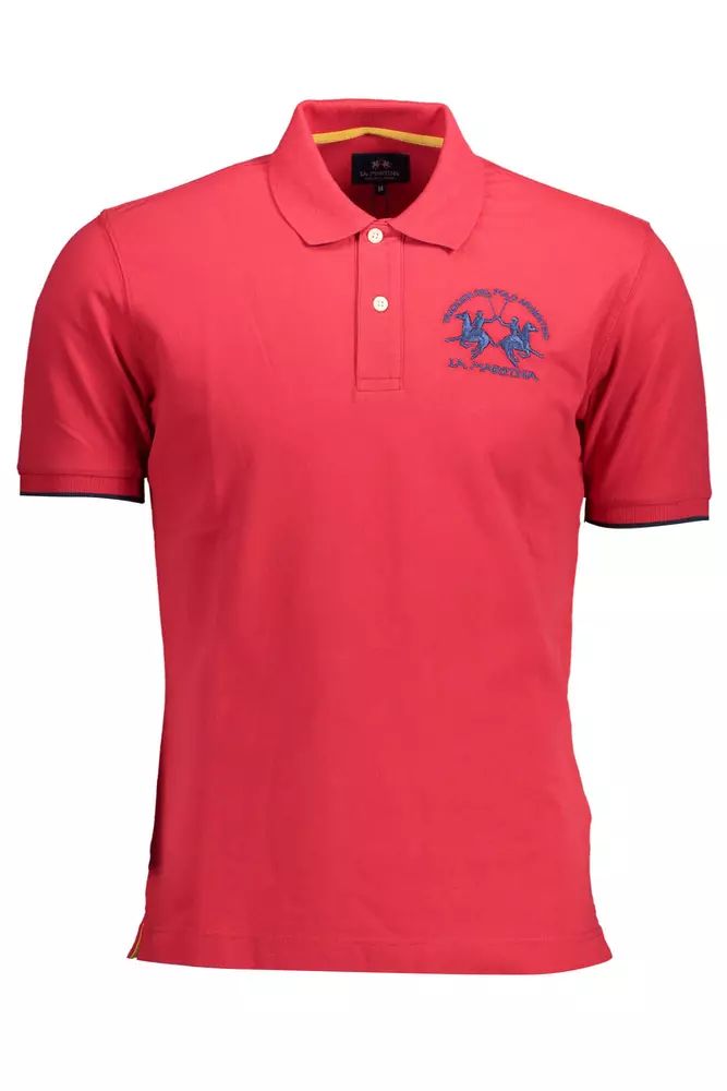 Chic Pink Embroidered Polo for Men