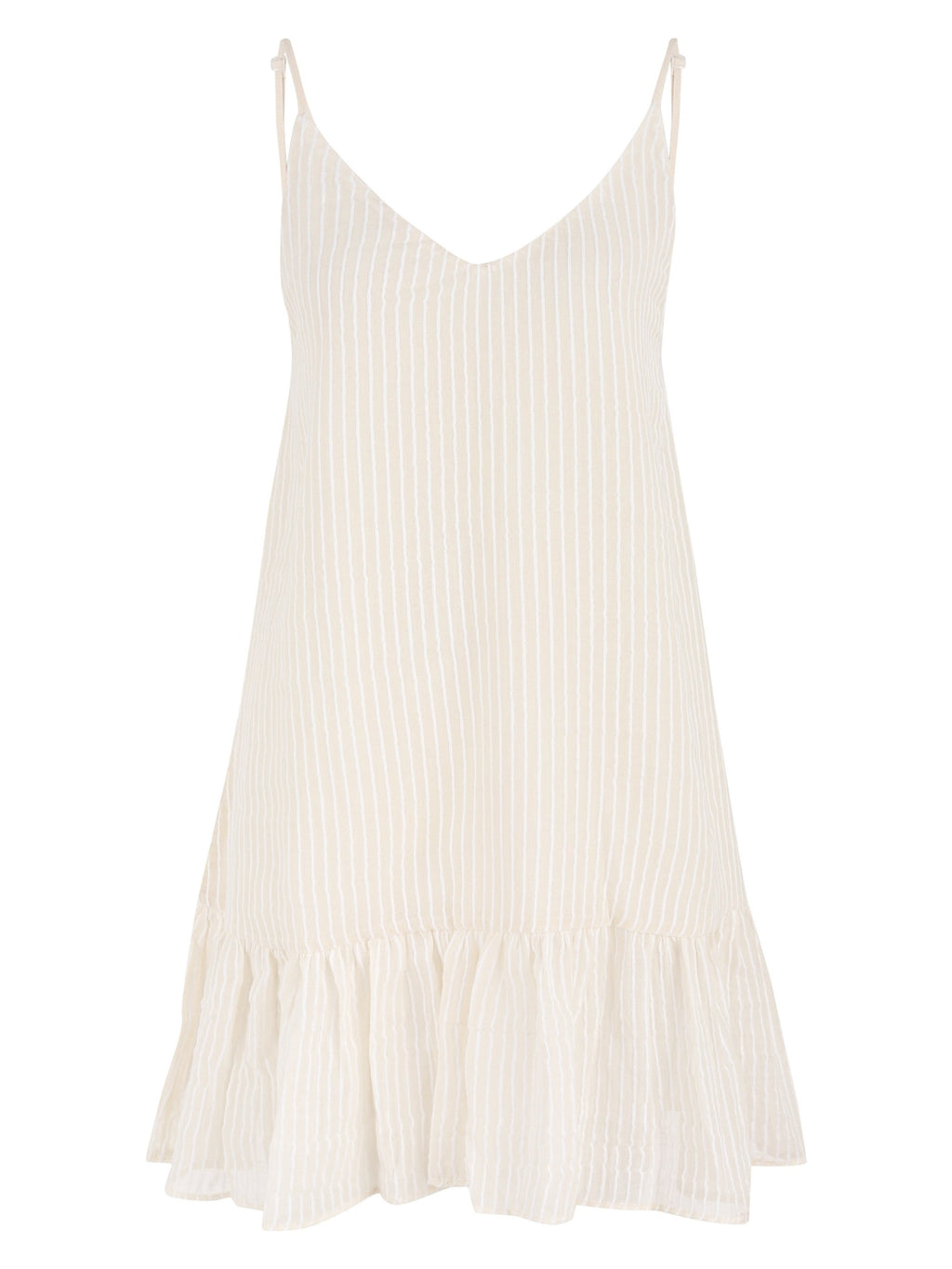 Buy Liv Mini Ruffle Dress - White Stripes by The Handloom