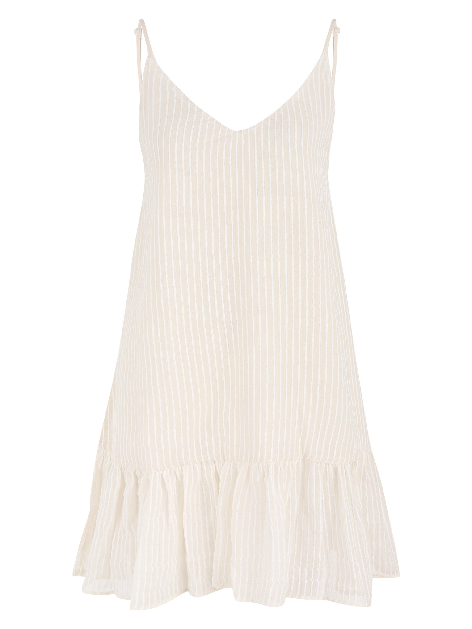 Buy Liv Mini Ruffle Dress - White Stripes by The Handloom
