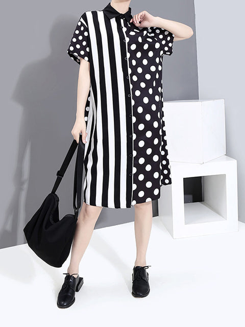 Annie Stripe Dot - Short Sleeve Dress