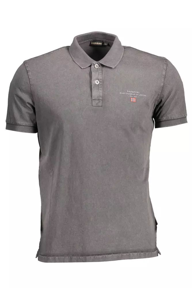 Chic Gray Polo Shirt with Elegant Embroidery