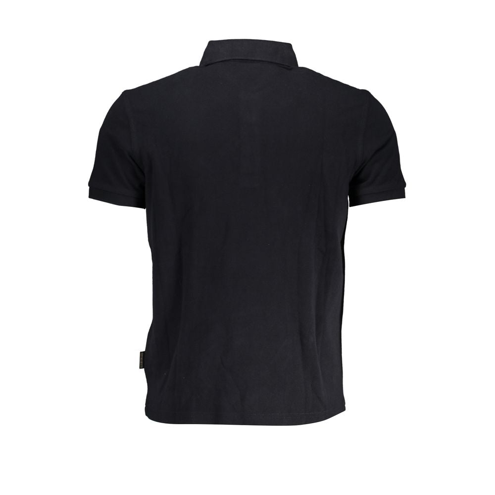 Chic Contrast Detail Black Polo Shirt
