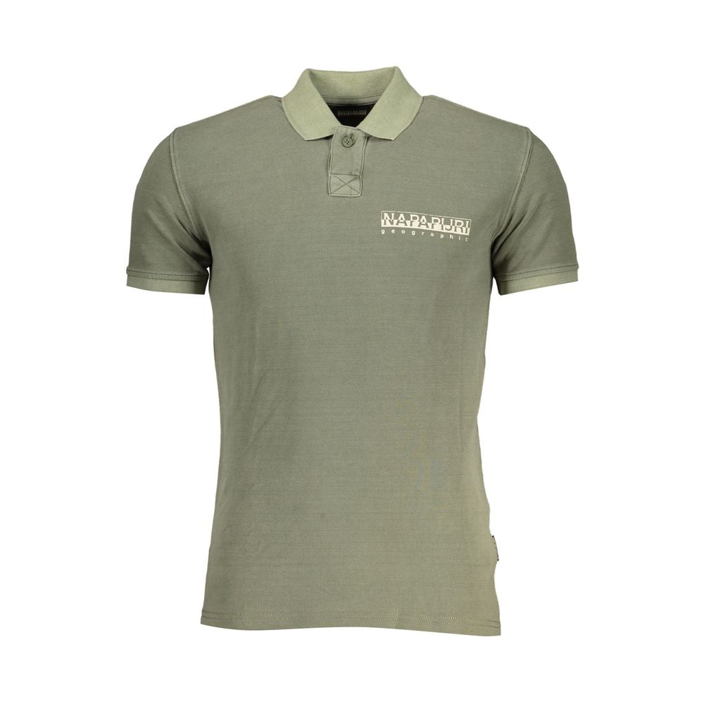 Chic Green Cotton Polo with Contrast Detailing