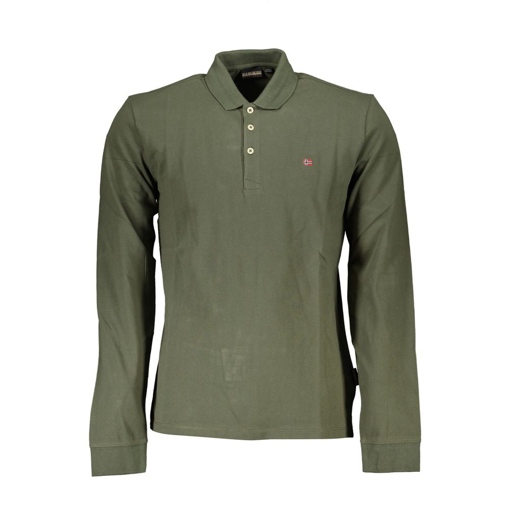 Classic Emerald Cotton Polo Shirt - Long Sleeved