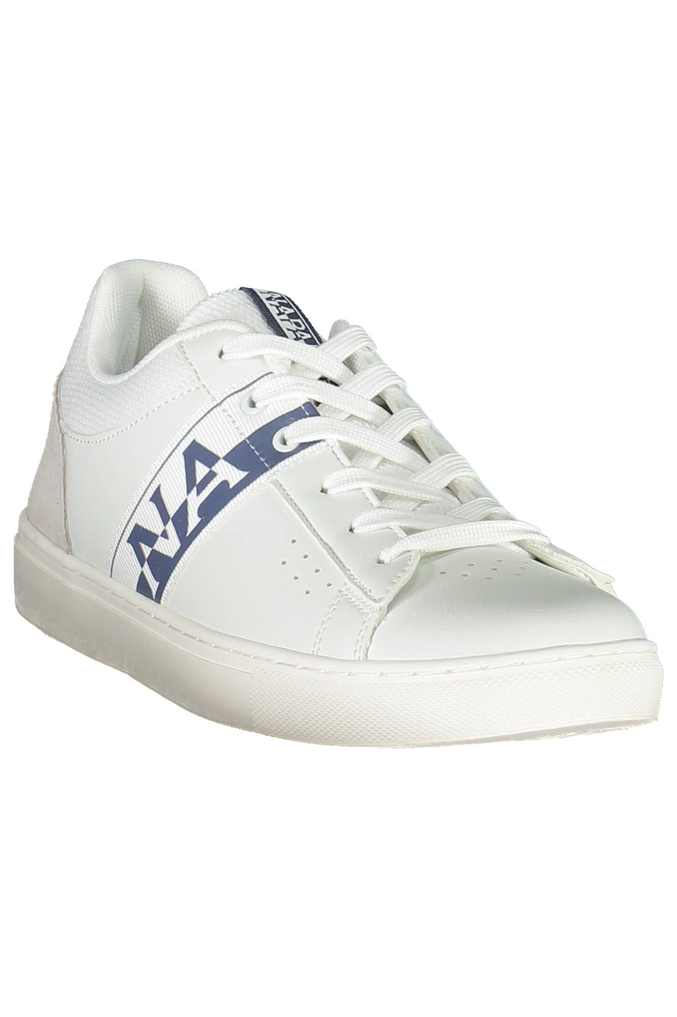 Chic White Lace-Up Sneakers with Logo Accent
