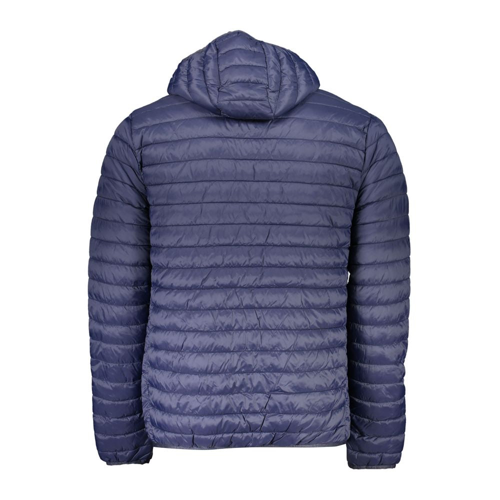 Chic Blue Hooded Jacket with Sleek Zip Detail
