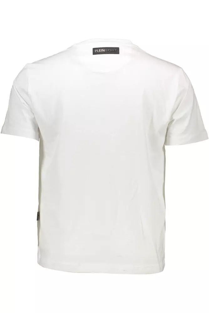 Chic White Cotton Tee with Bold Detailing