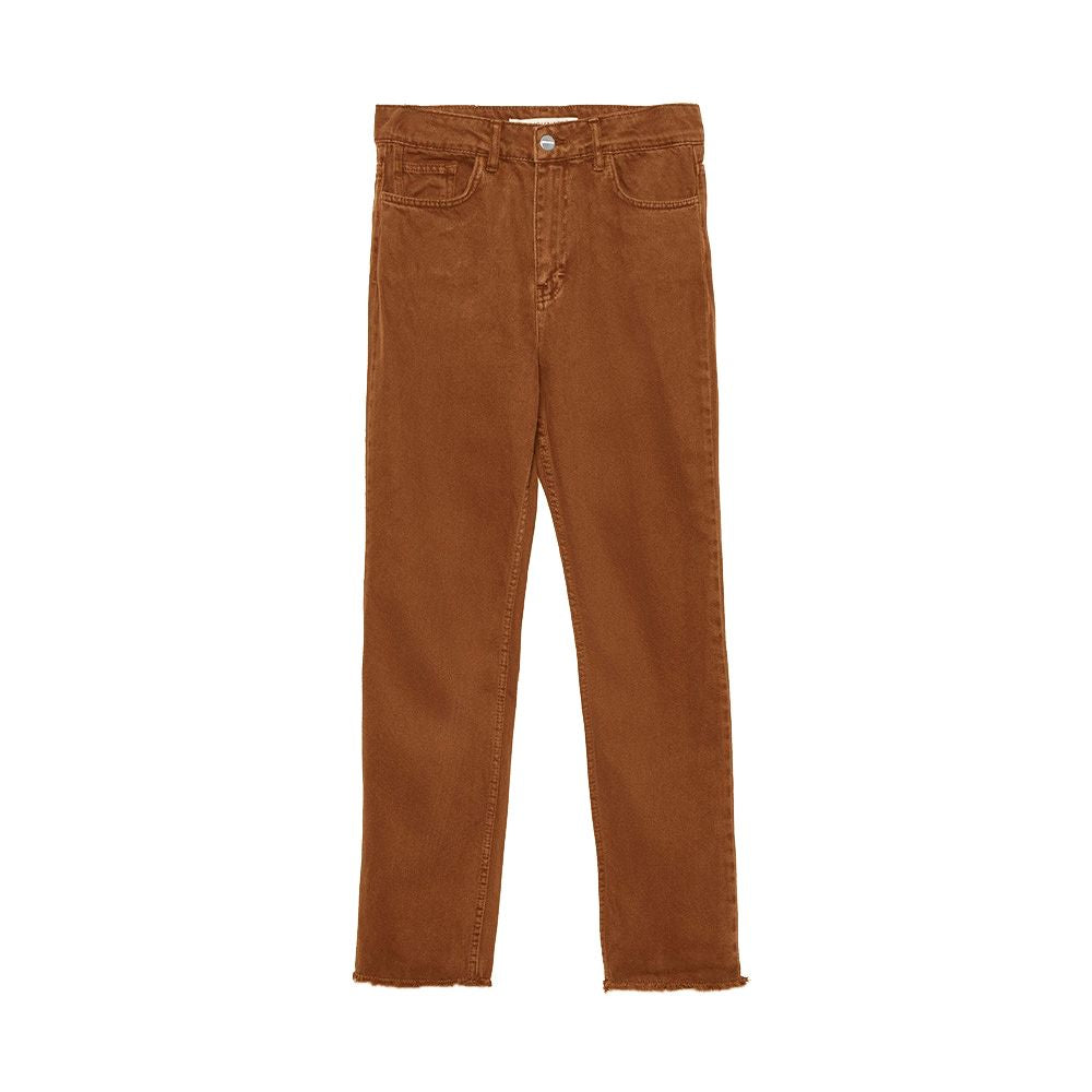 Chic Raw Cut Brown Jeans for Women