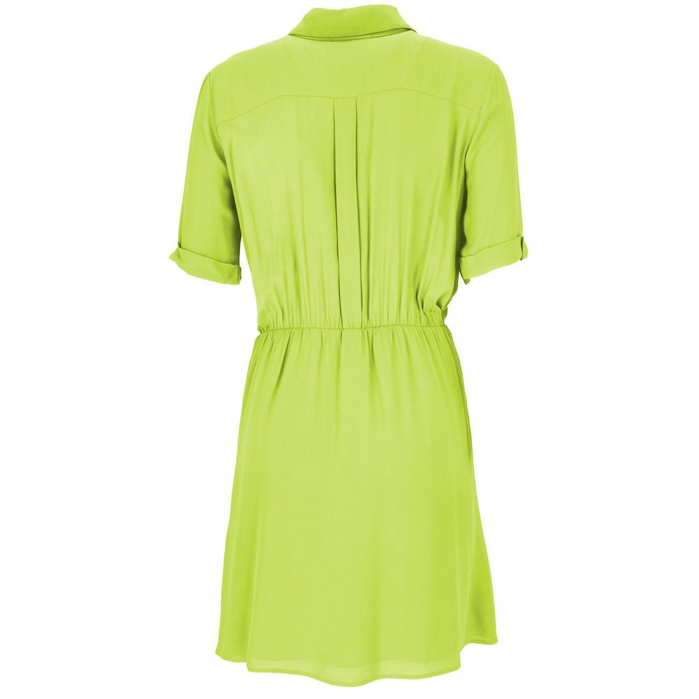 Elegant Green Flared Short Sleeve Shirtdress