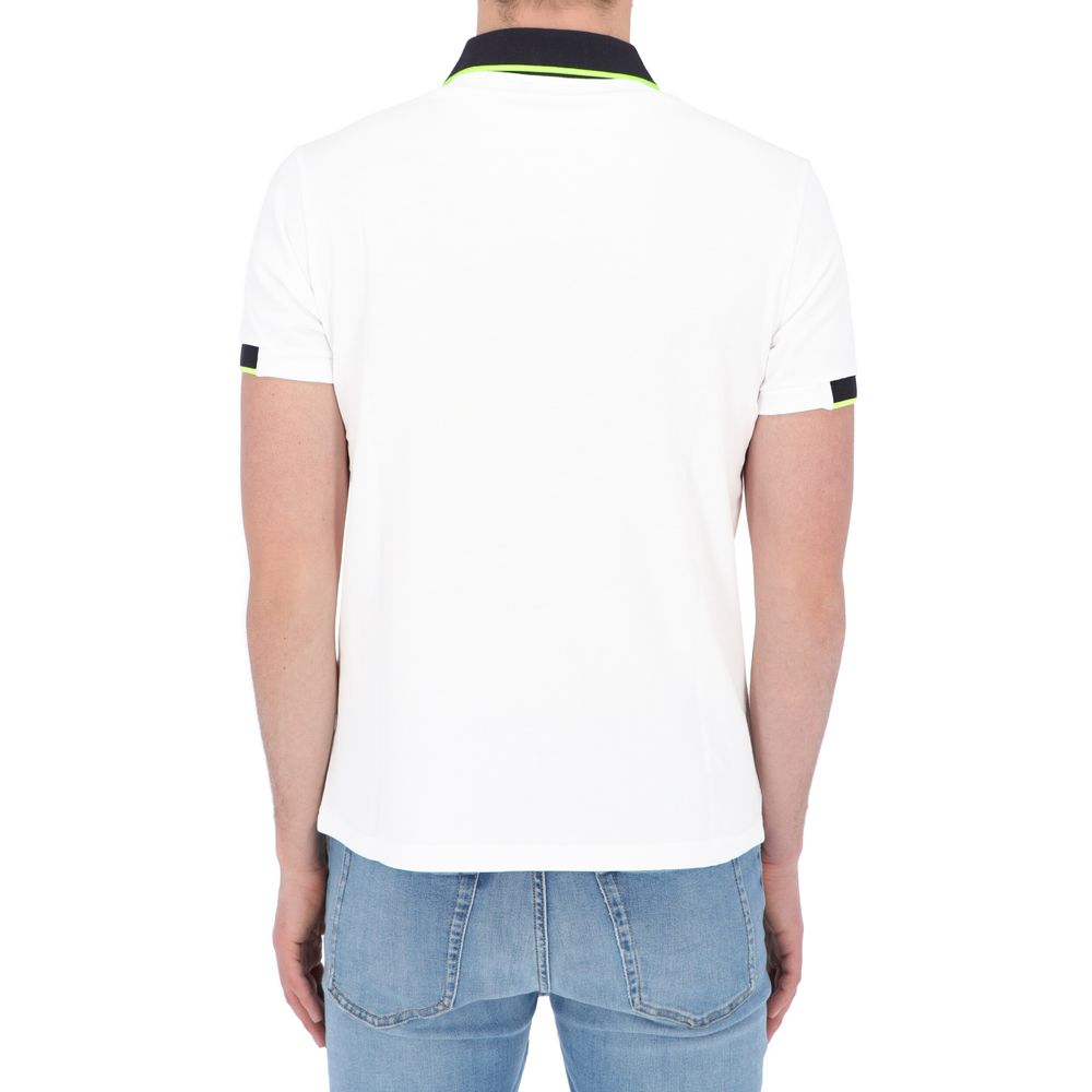 Elegant White Cotton Polo with Contrasting Accents