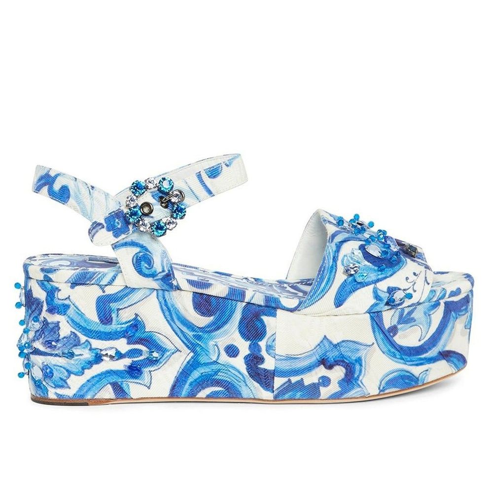 Majolica Crystal-Embellished Wedge Sandals