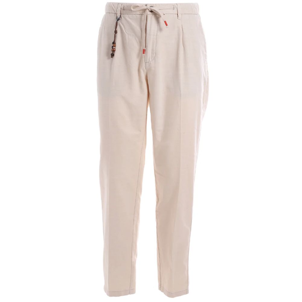 Chic Beige Regular Fit Cotton Trousers