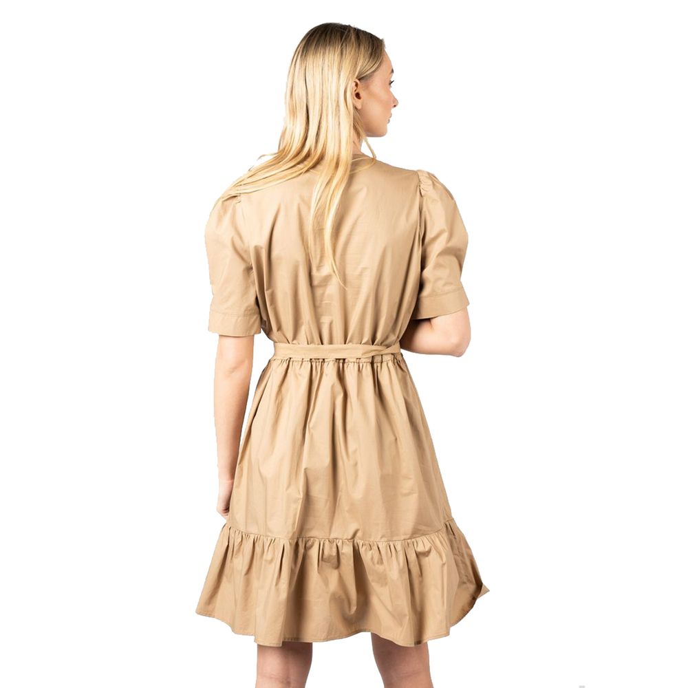 Elegant Short-Sleeve Cotton Dress with Belt