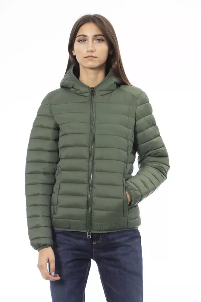 Chic Green Quilted Hooded Jacket