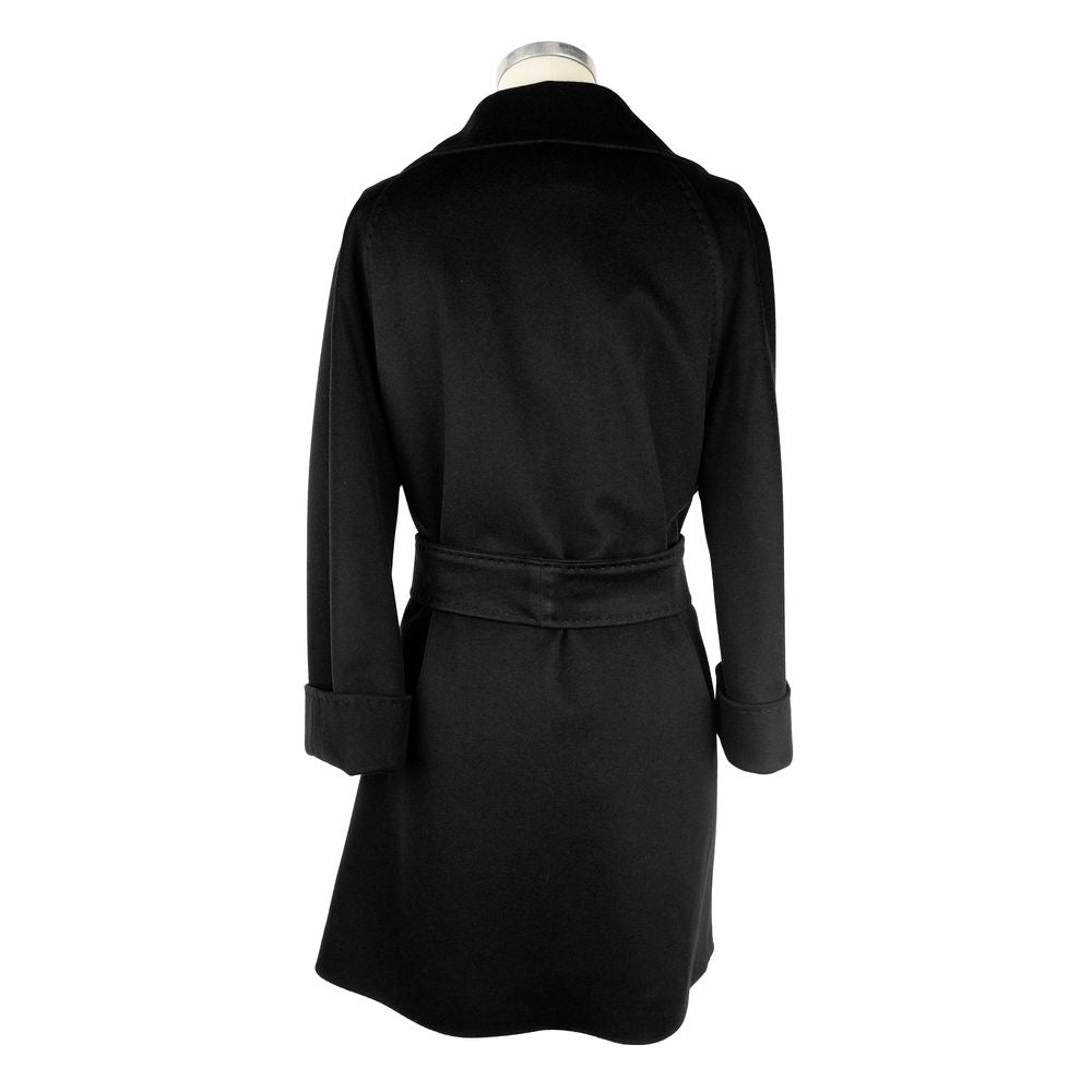 Elegant Black Virgin Wool Women's Coat