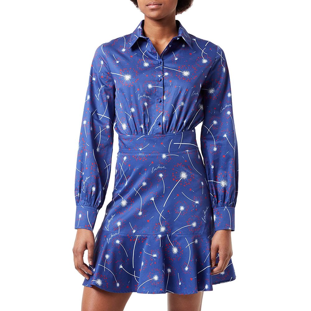 Chic Cotton Shirt Collar Dress in Abstract Print
