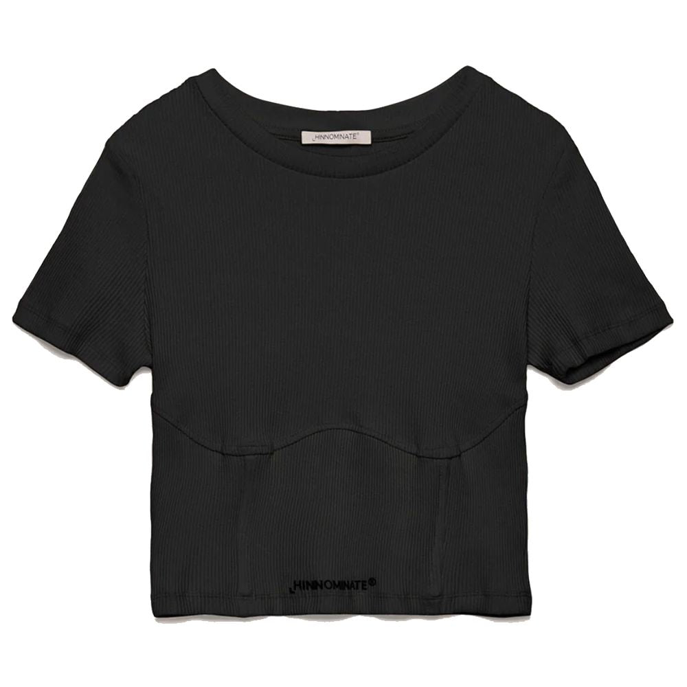 Chic Ribbed Cotton Tee with Logo Detail