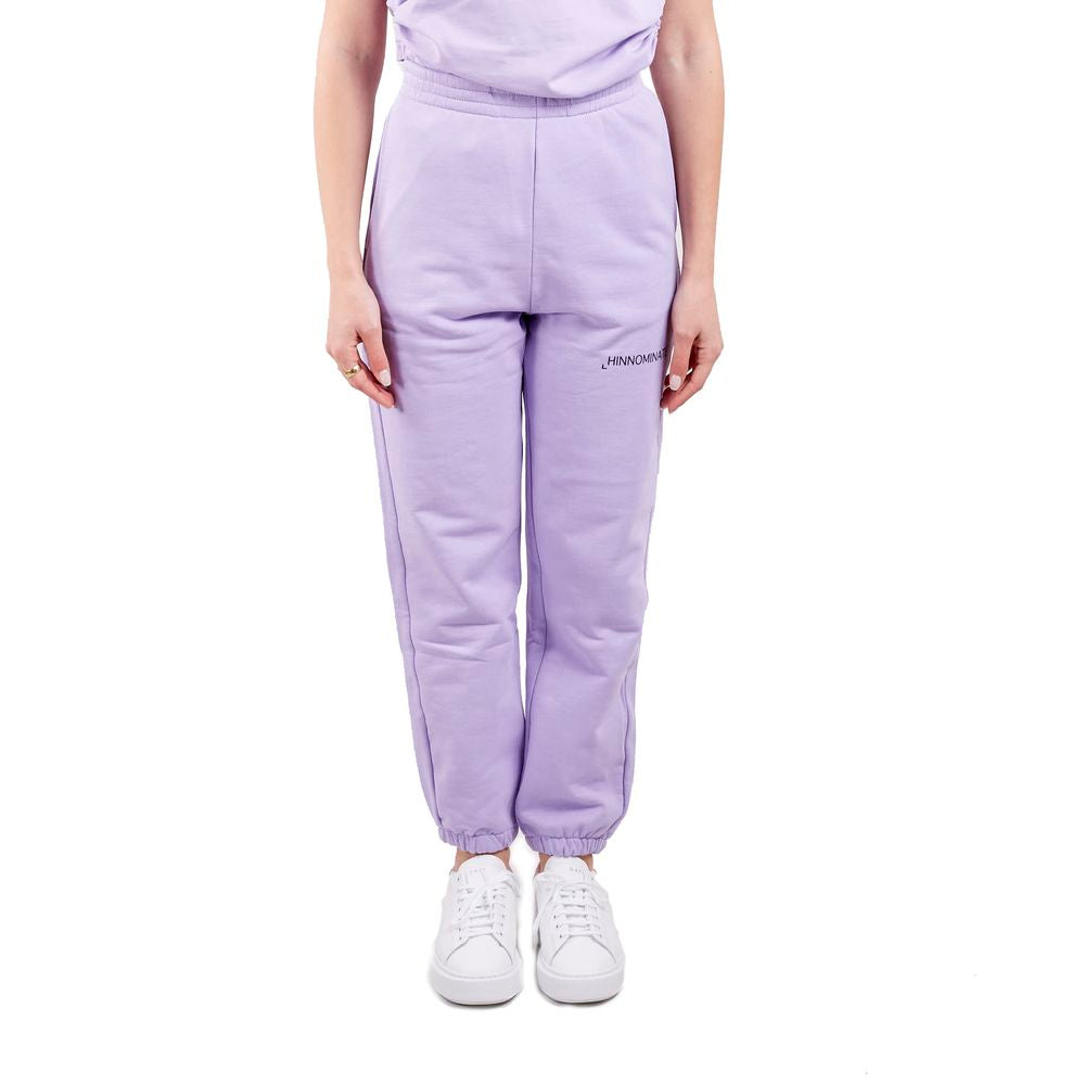 Elevated Purple Fleece Trousers with High Waist