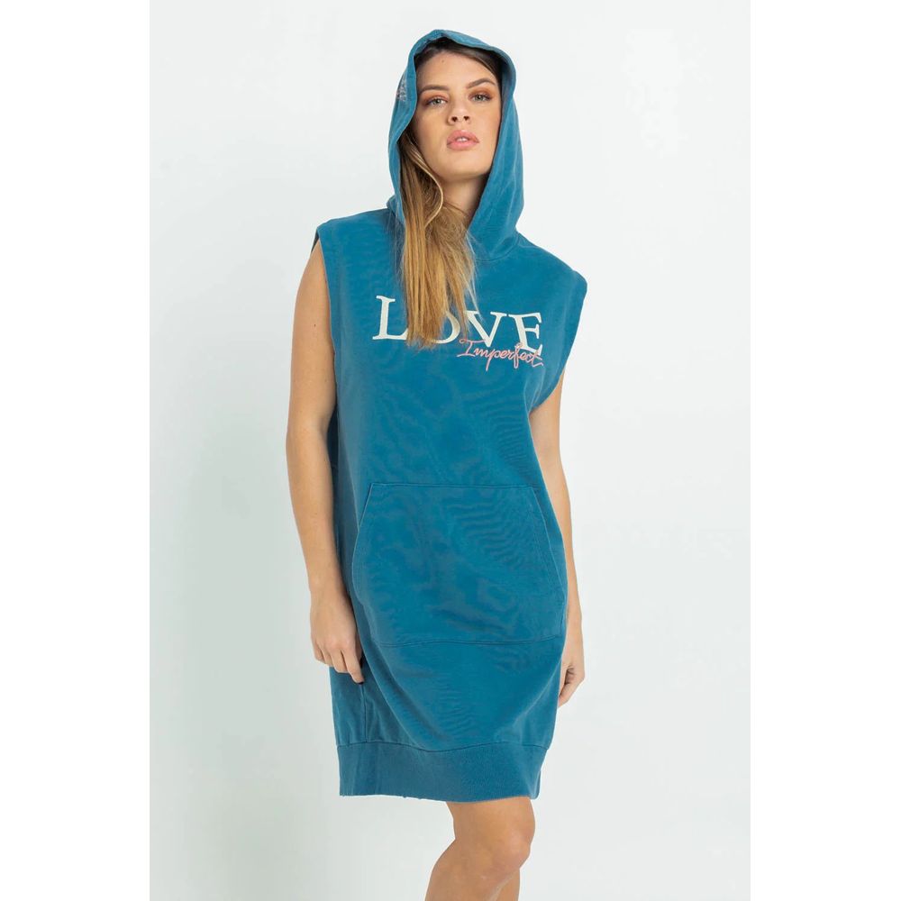 Casual Blue Maxi Hooded Camisole Dress