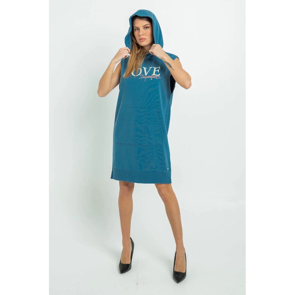 Casual Blue Maxi Hooded Camisole Dress